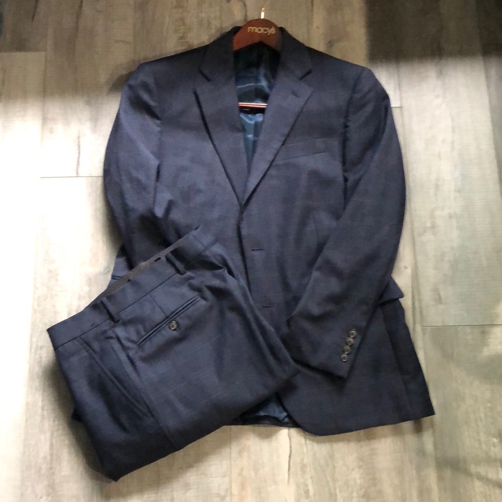 Lovely Navy Windowpane Suit